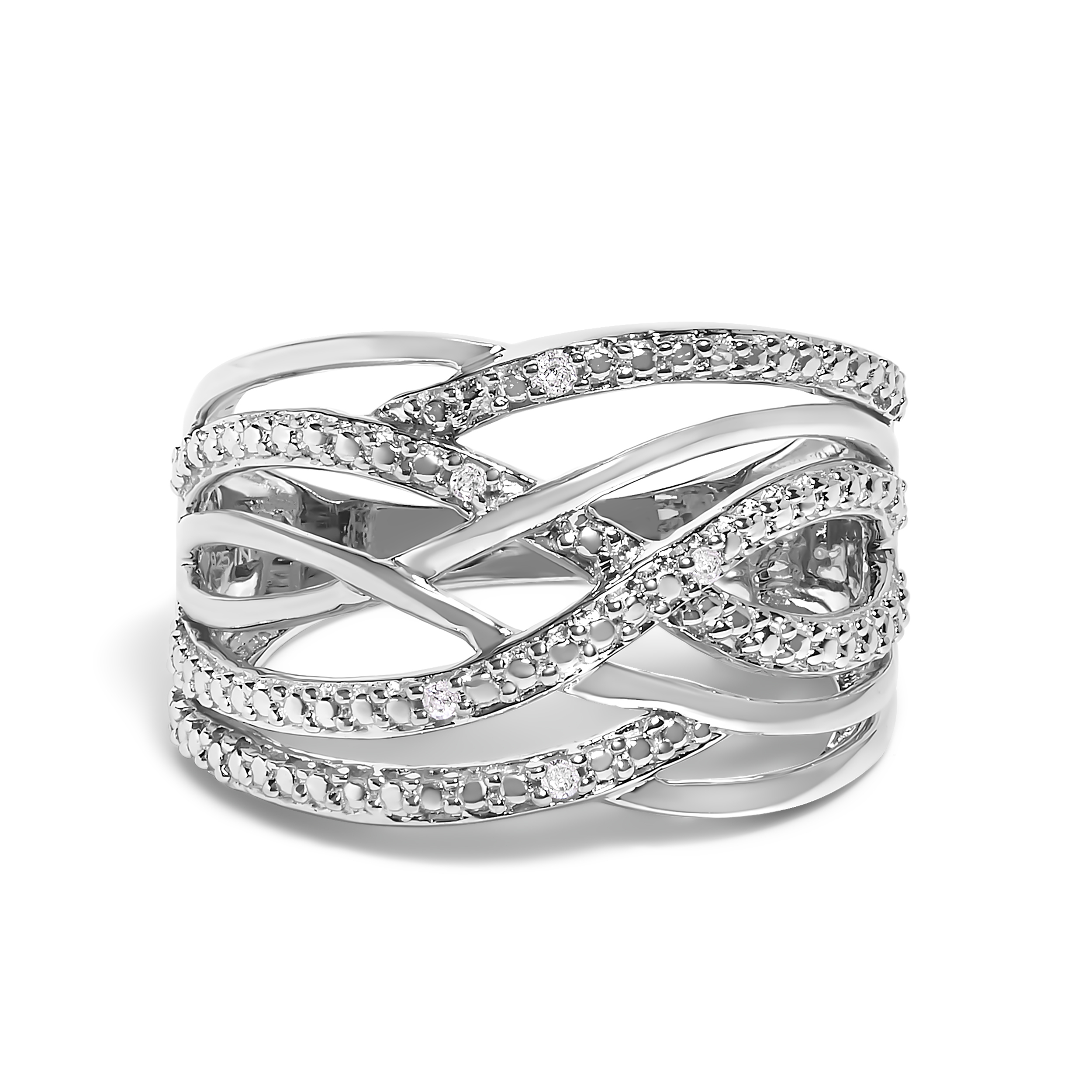 925 Sterling Silver Diamond Accent Crossover Ring I-J Color I2-I3 Clarity 284$
